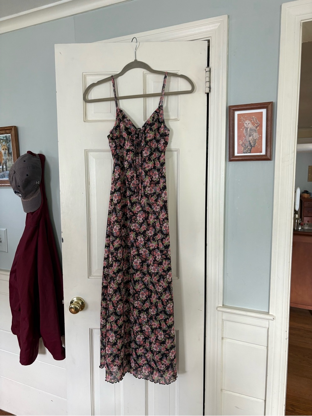 Forever 21 Black Maxi Dress with Pink Floral Print